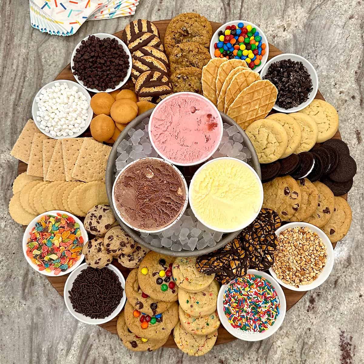 ice cream sandwich platter with sprinkles for a backyard party dessert