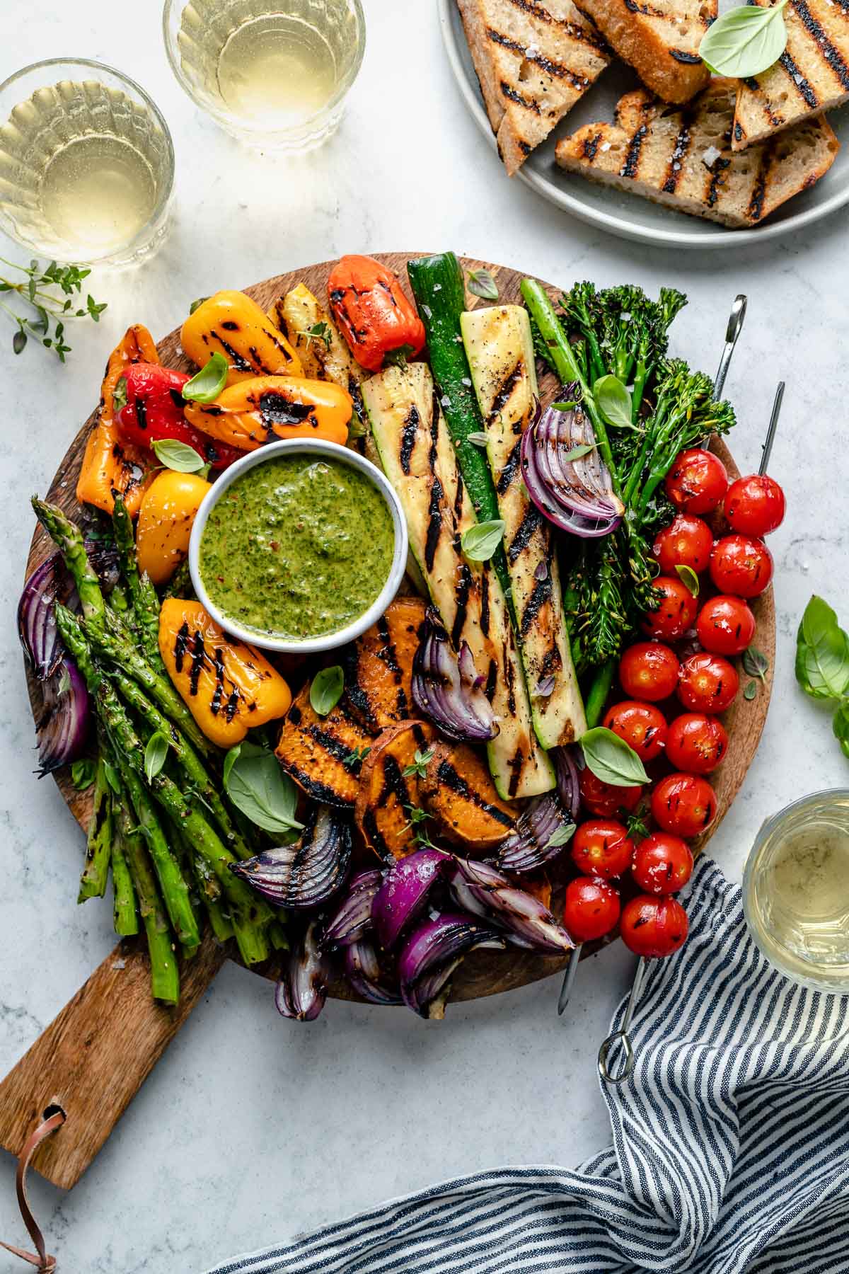 grilled veggie platter with ranch dip for backyard party food