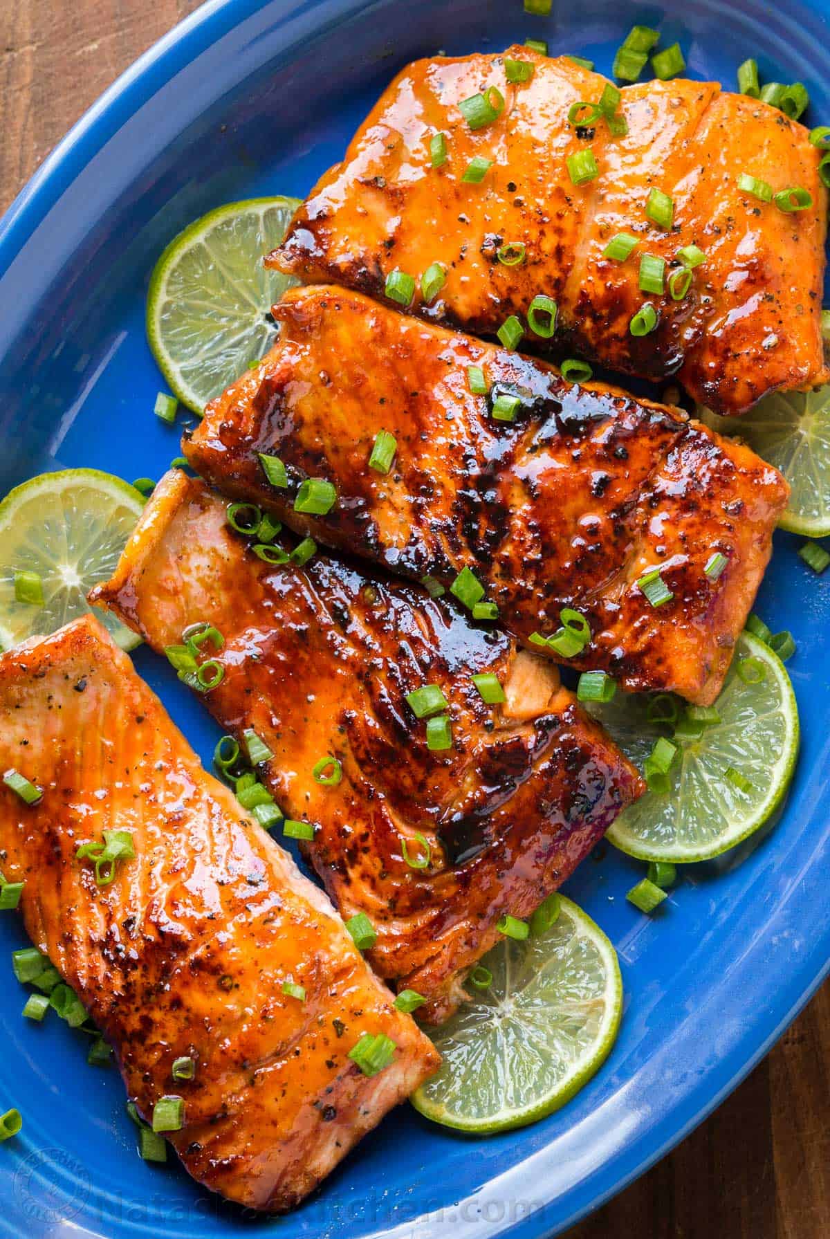 Grilled salmon with honey lime glaze