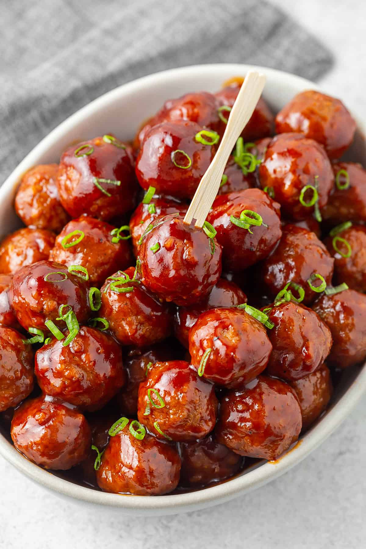 BBQ meatballs served with toothpicks for a backyard party
