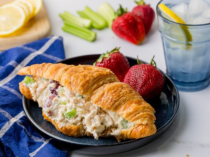 Strawberry chicken salad croissants for a summer picnic