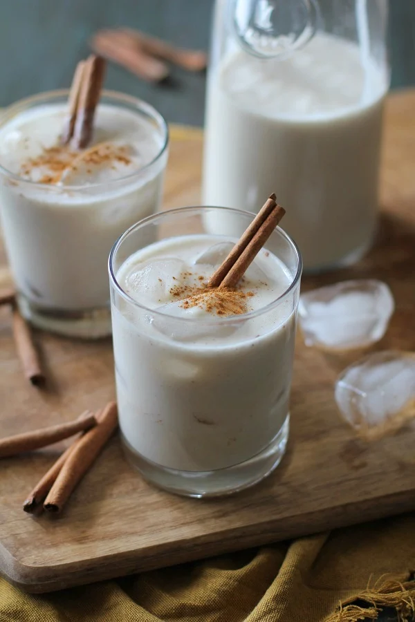 Horchata tequila cocktail creamy with cinnamon garnish