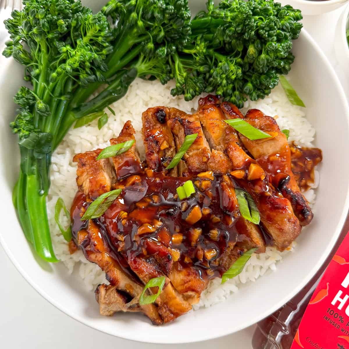 Air fryer honey sriracha chicken with crispy caramelized edges