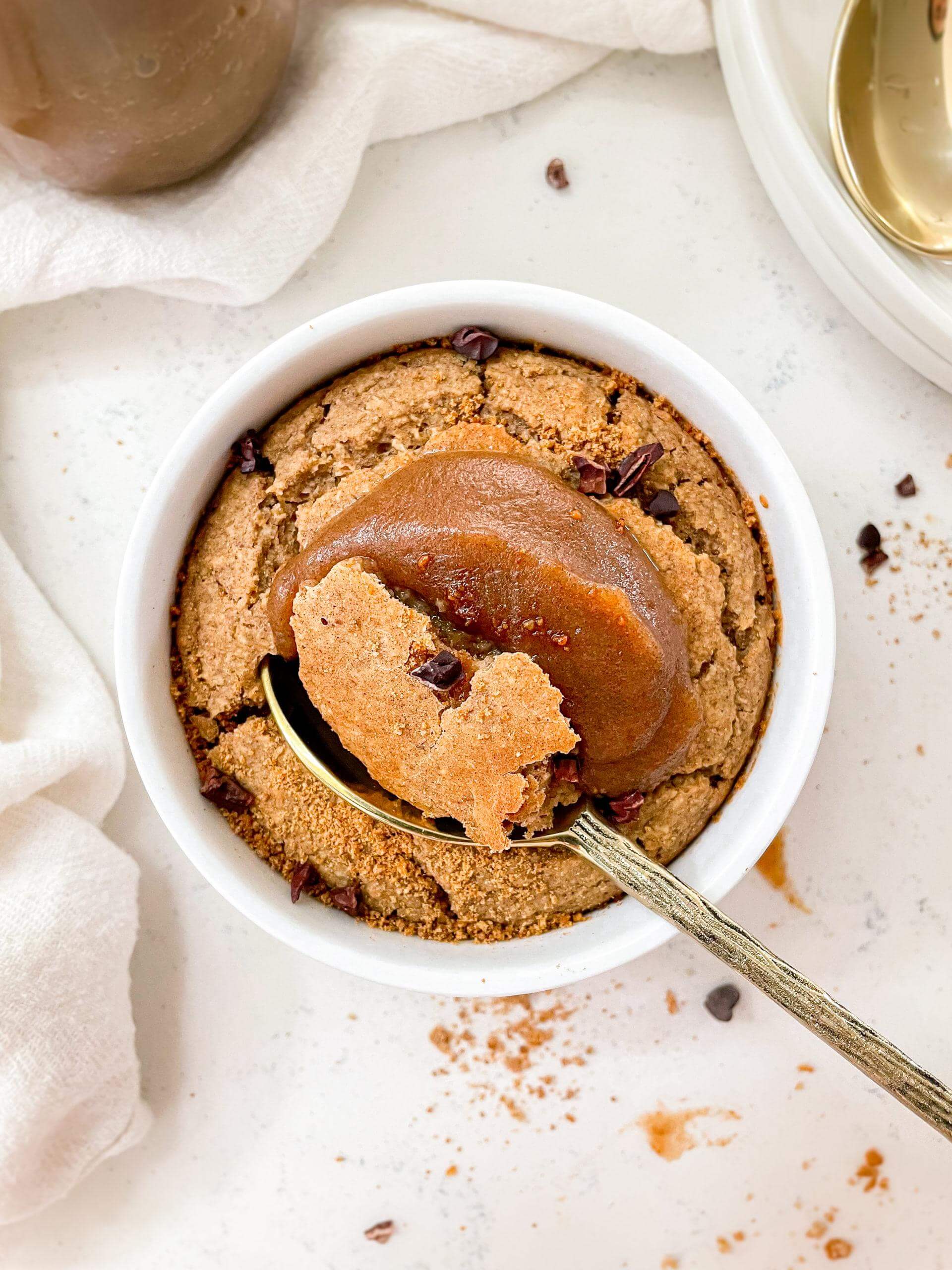 Sticky date baked oats with caramel peanut butter drizzle