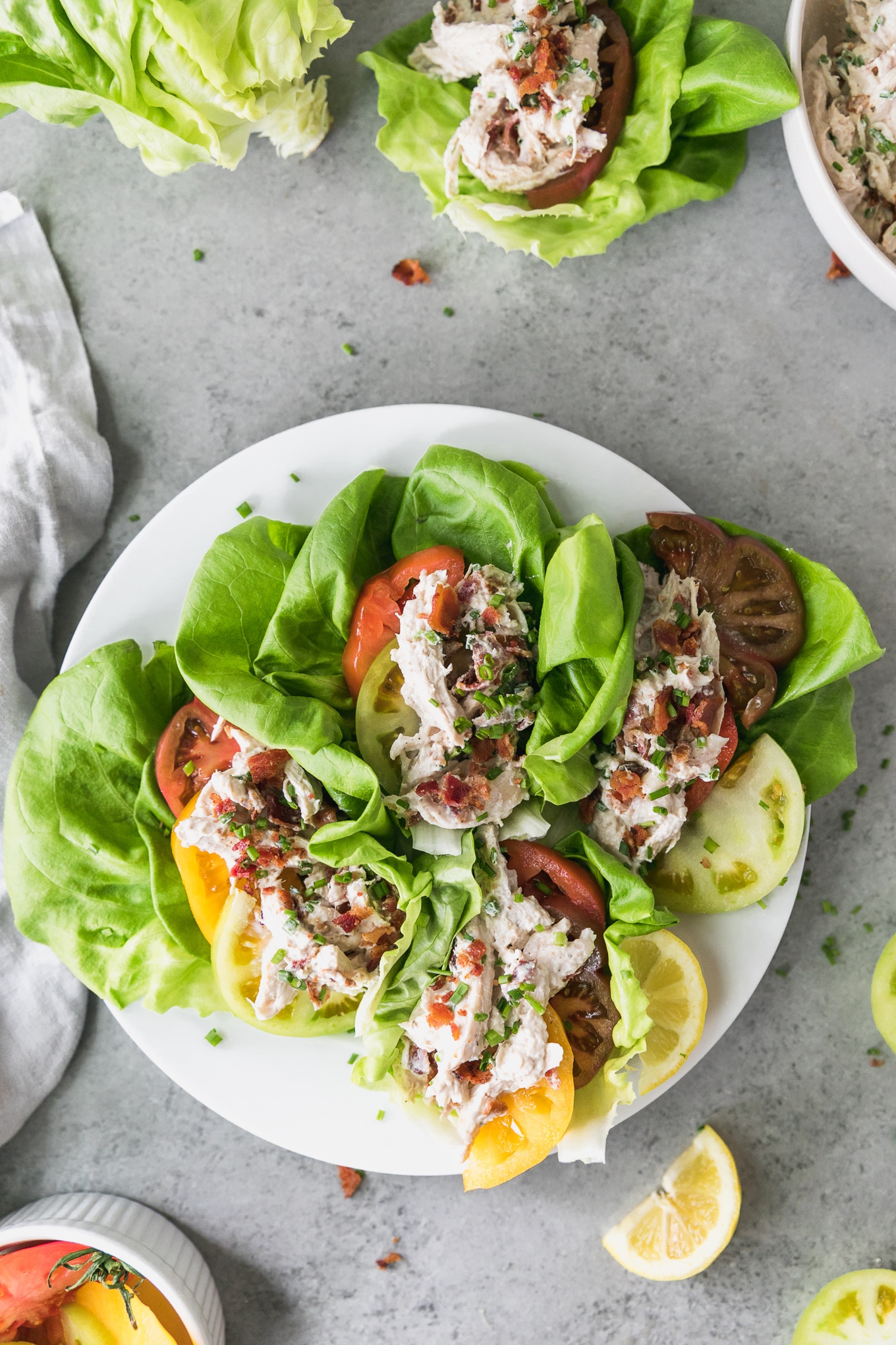 BLT Chicken Salad Lettuce Cups lazy summer dinner idea