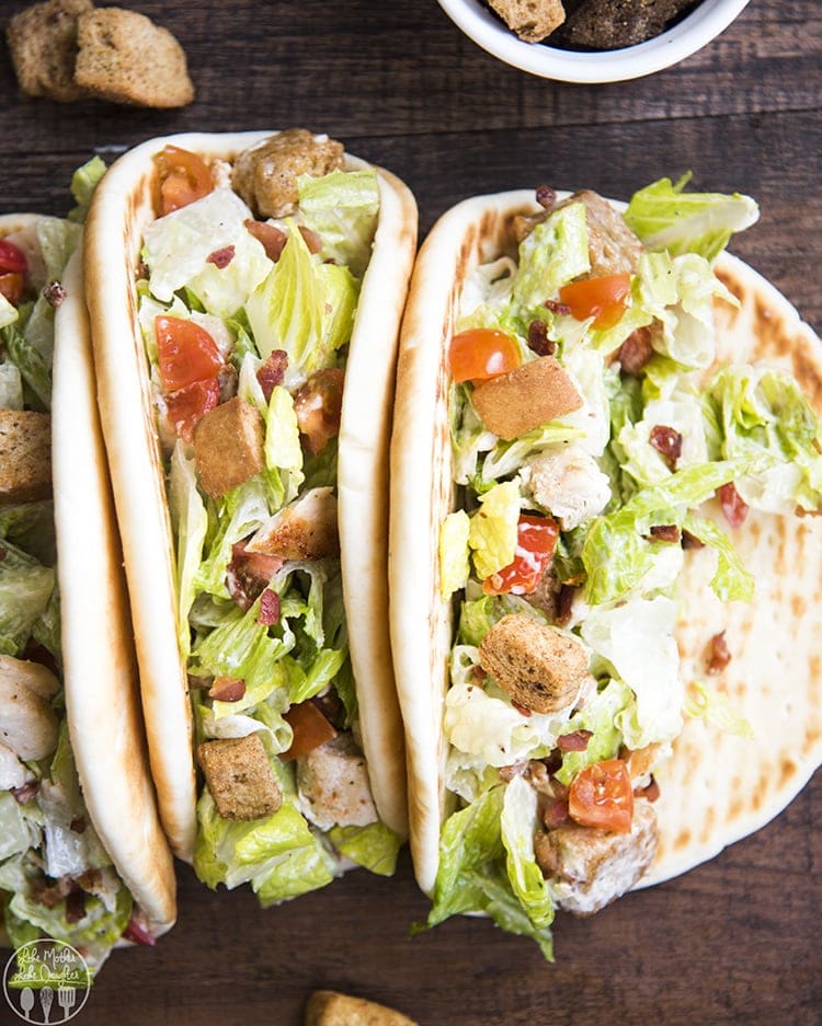 Chicken Caesar Pita Pockets lazy summer dinner idea