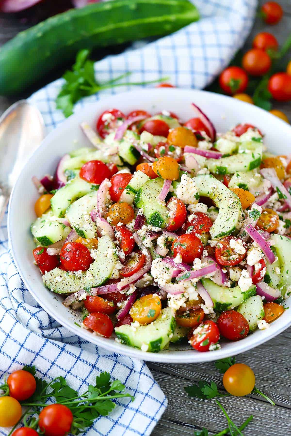 Greek Cucumber Tomato Salad summer salad recipe