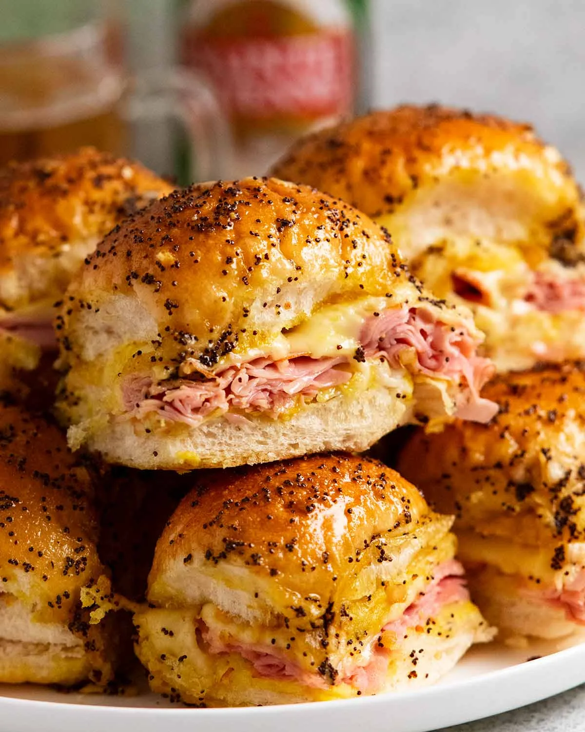 Ham and Swiss Hawaiian roll sliders for beach food