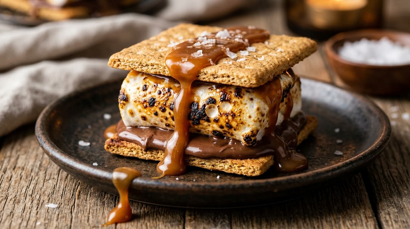 Soft s'mores cookies with chocolate chunks marshmallows and graham cracker pieces