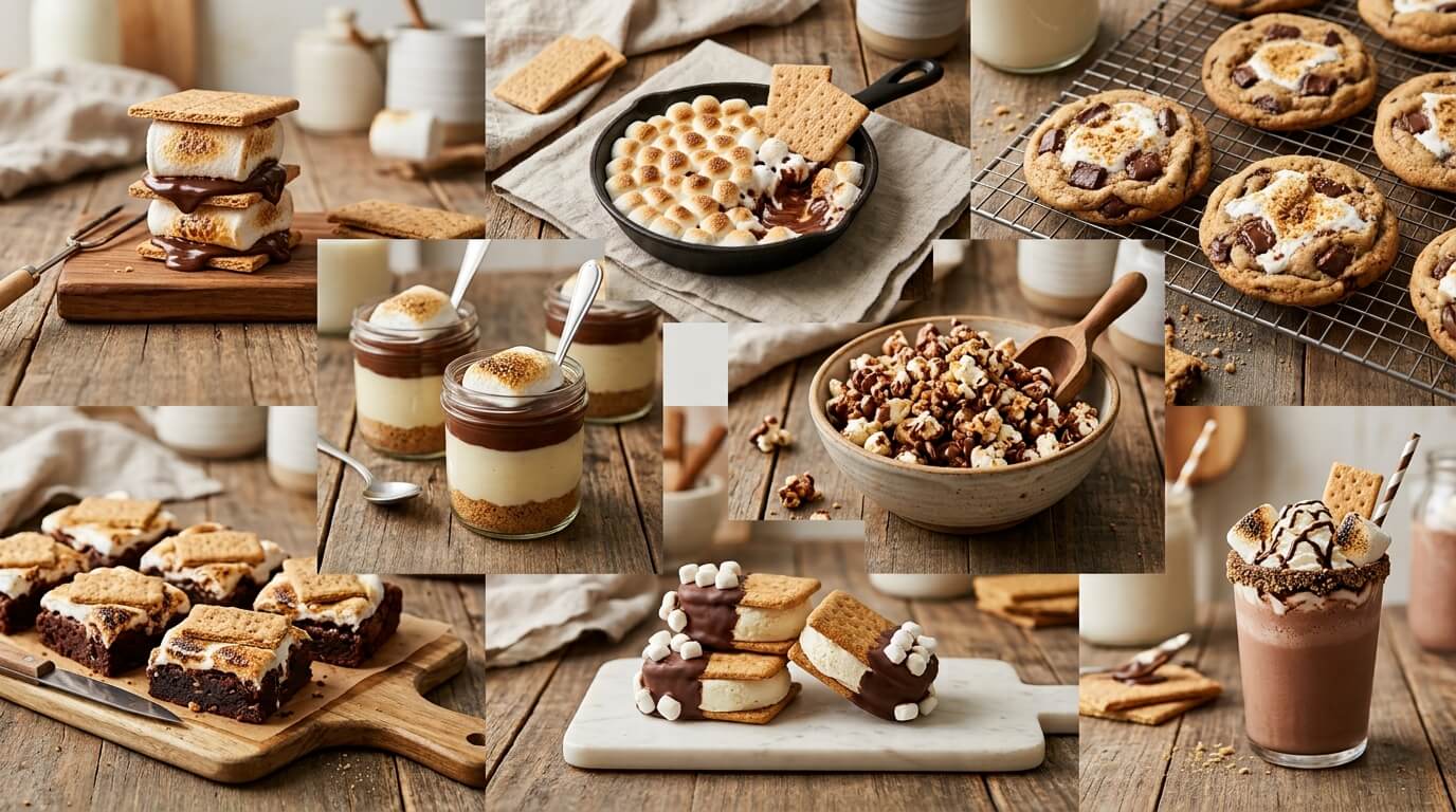 Gooey s'mores bars with graham cracker cookie layers chocolate and marshmallow filling