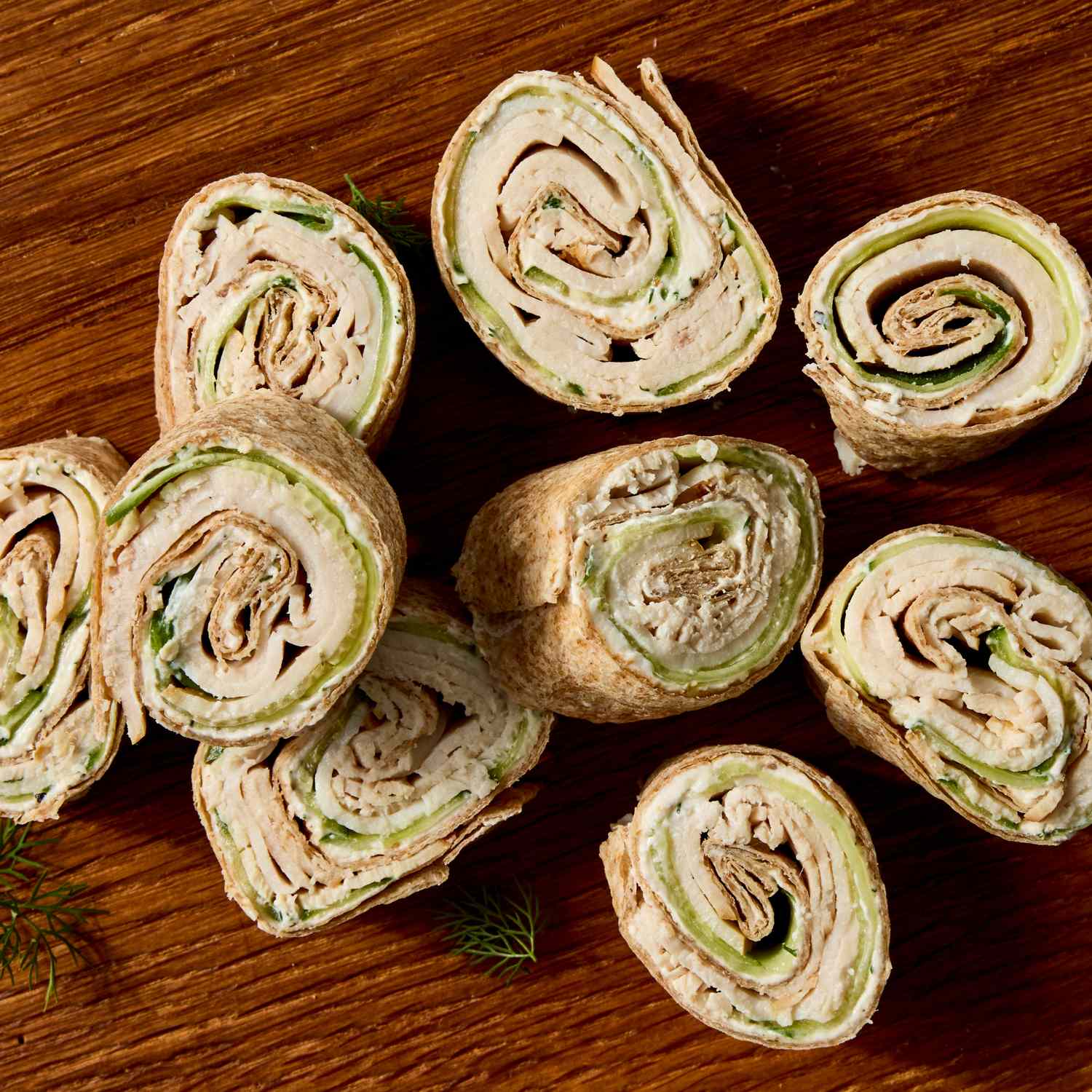 Turkey cucumber cream cheese roll ups for beach sandwiches