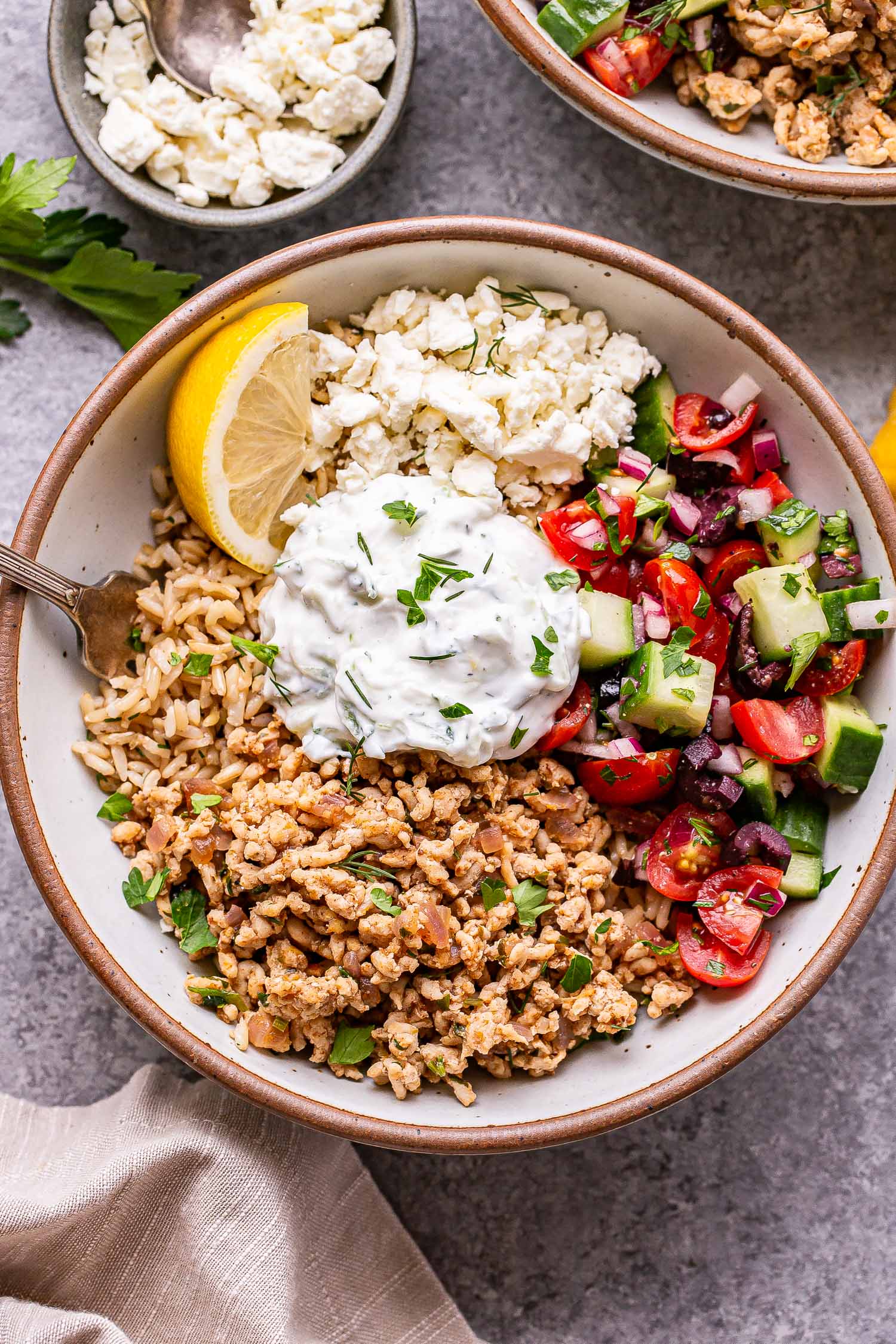 Greek Chicken Salad Bowls lazy summer dinner idea