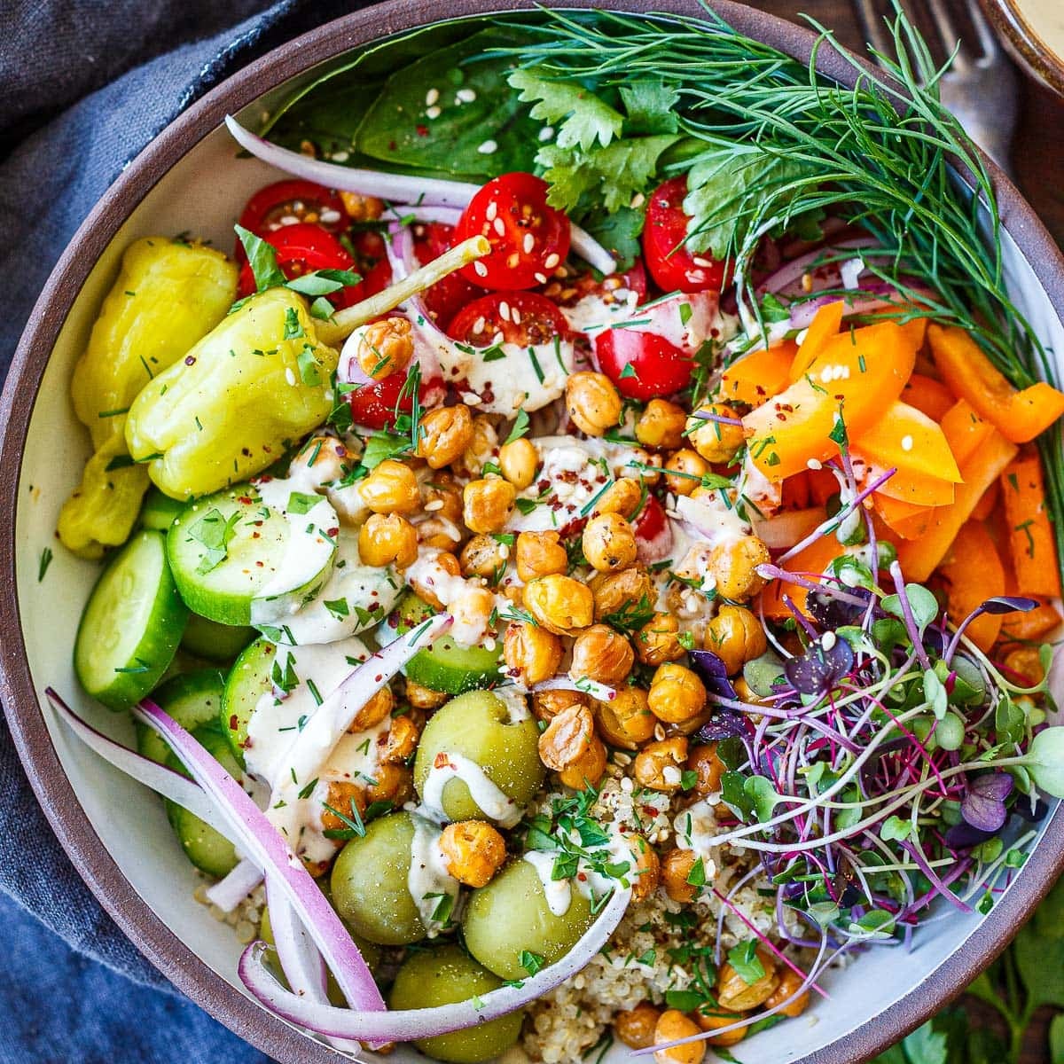 Mediterranean Chickpea Bowls lazy summer dinner idea
