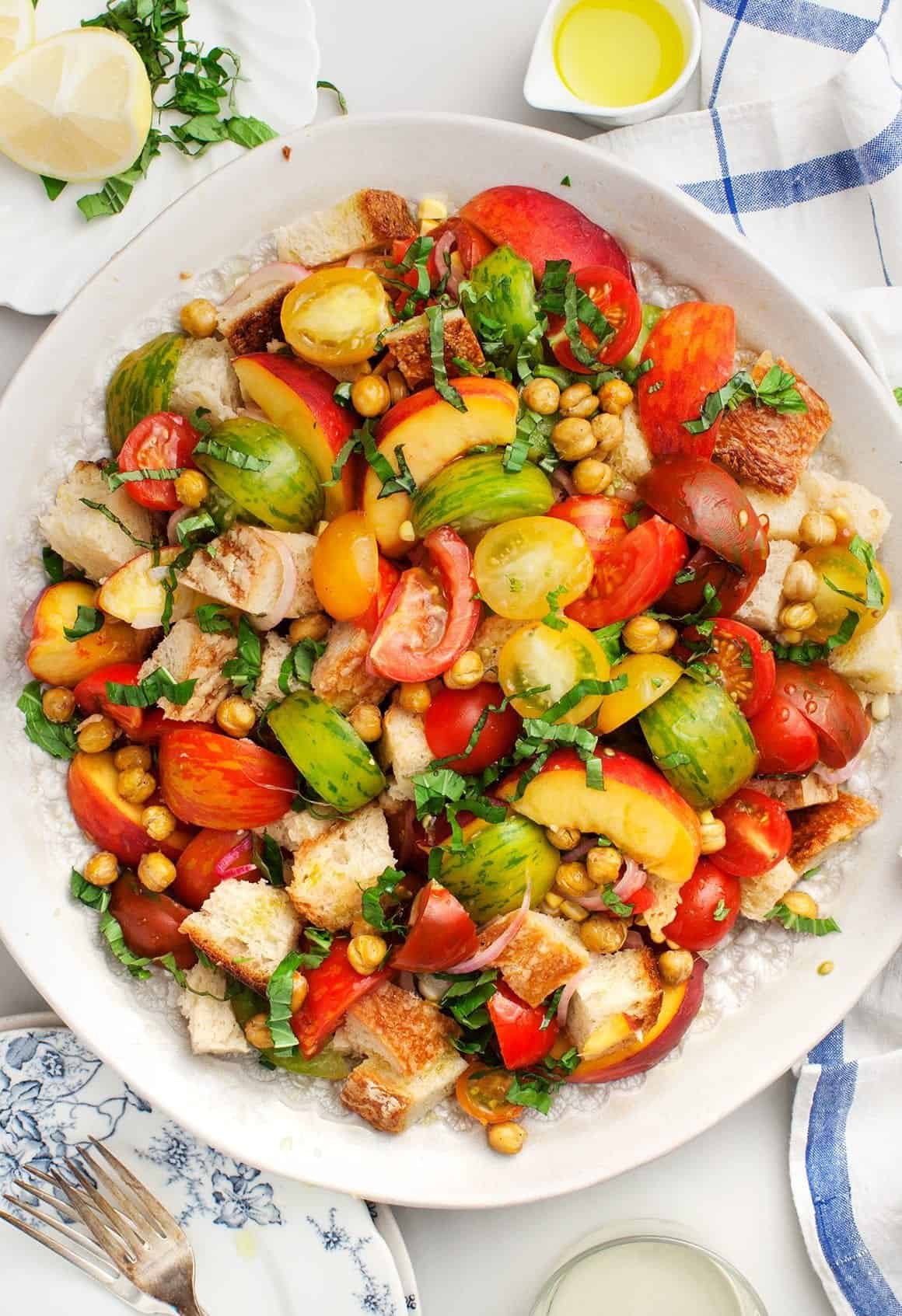 Peach Panzanella Salad summer salad recipe