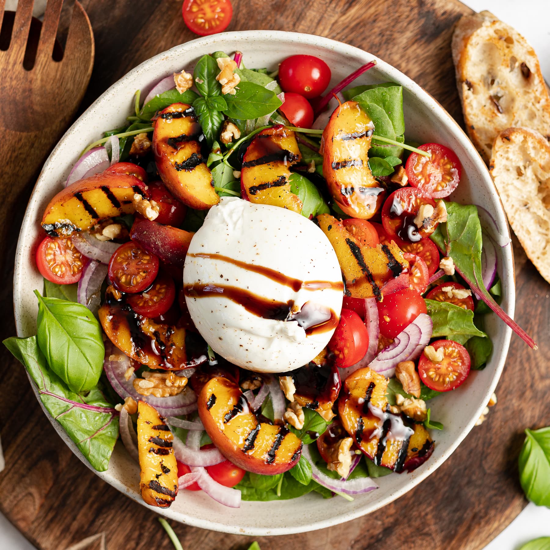 Grilled Peach Burrata Salad summer salad recipe