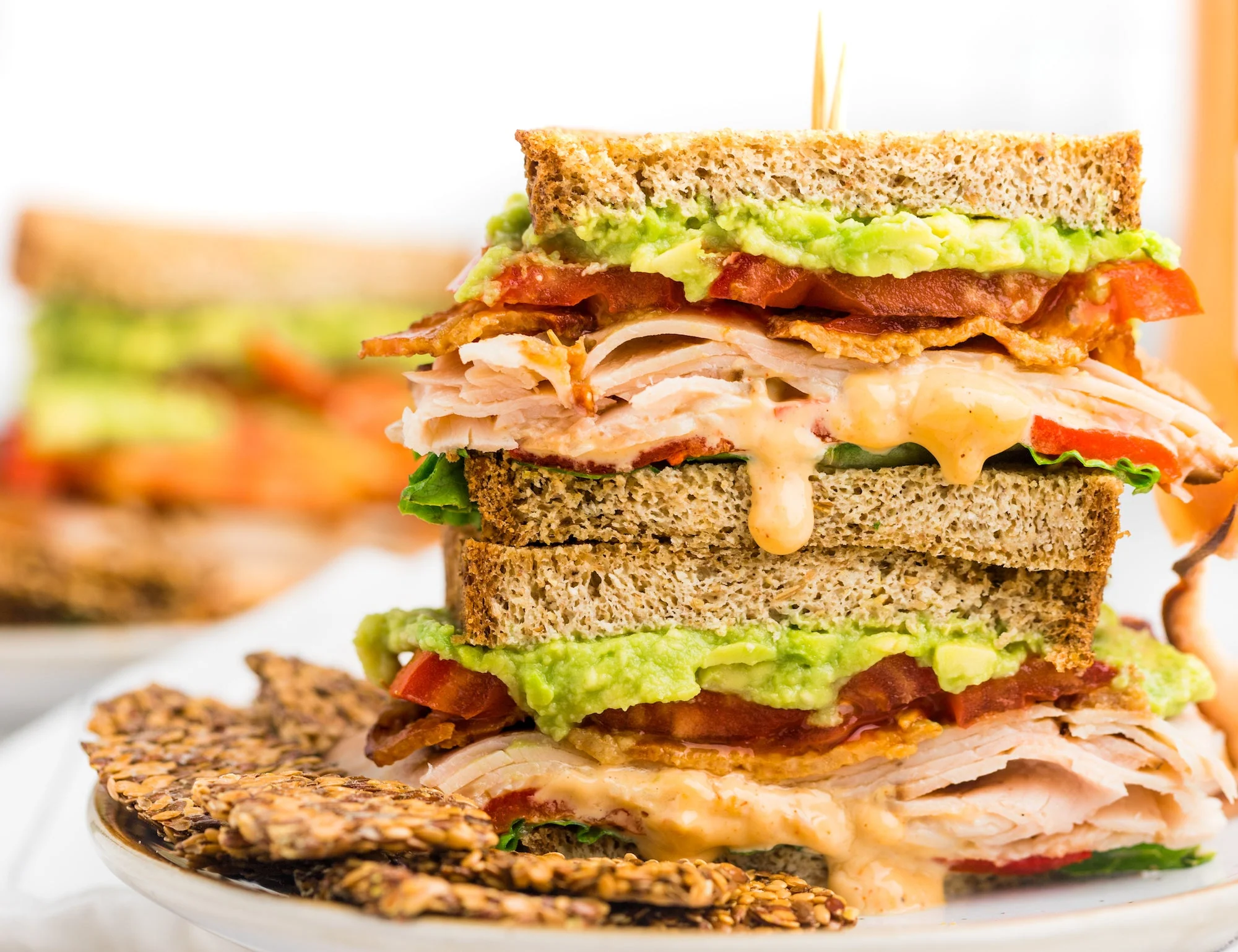 Turkey avocado beach club sandwiches packed for summer lunch