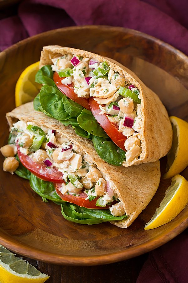 Mediterranean chickpea pita sandwiches for summer beach lunch